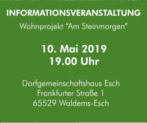 Informationsveranstaltung am 10. Mai um 19 im DGH Esch