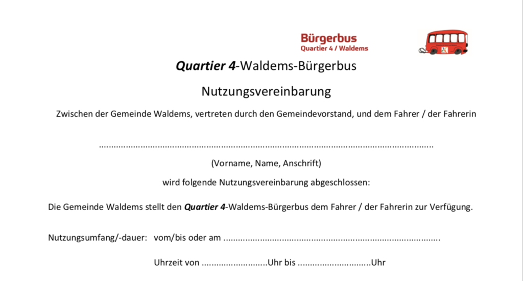 Nutzungsvereinbarung zum Bürgerbus