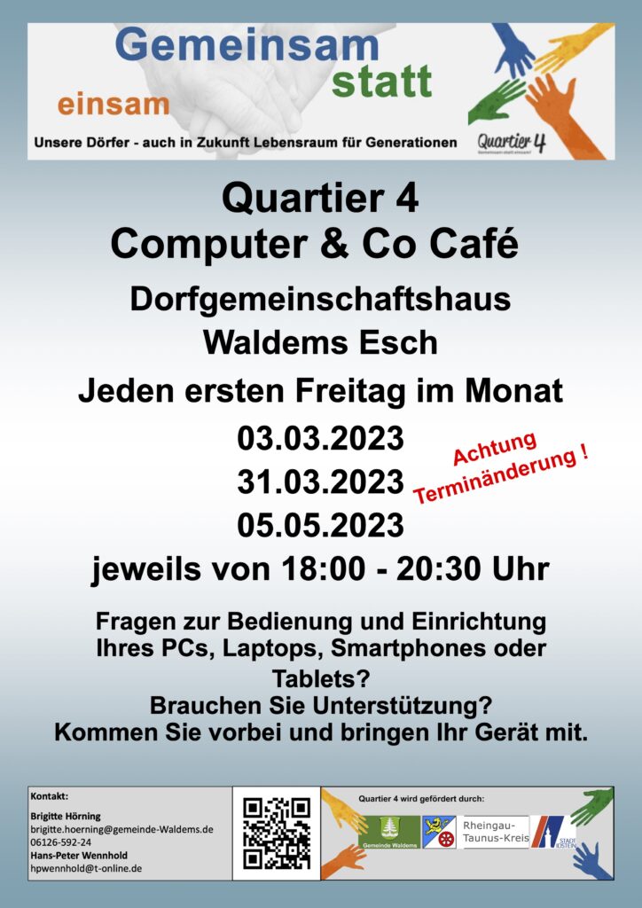 Achtung: Computer & Co Café bereits am 31.03.2023