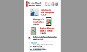 Frühjahr 2024 "Veranstaltungen zur Digitalen Teilhabe" mit Vortrag, Übungen und Kaffee