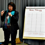 Beate Demmer bittet um ein Meinungsbild zur Veranstaltung